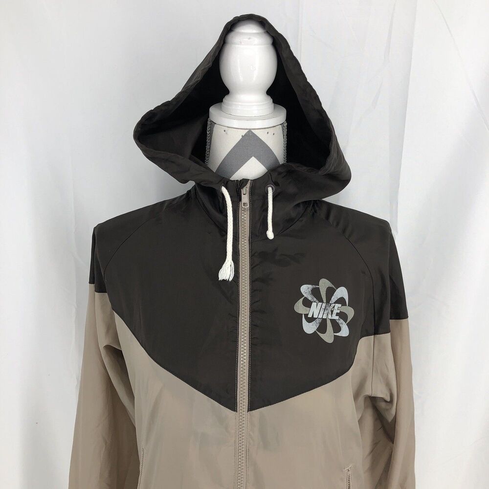 Nike Track & Field Pinwheel Windrunner Brown Full Zip Hooded Jacket Medium
